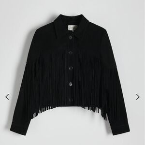 Reserved Black Leather Fringe Jacket